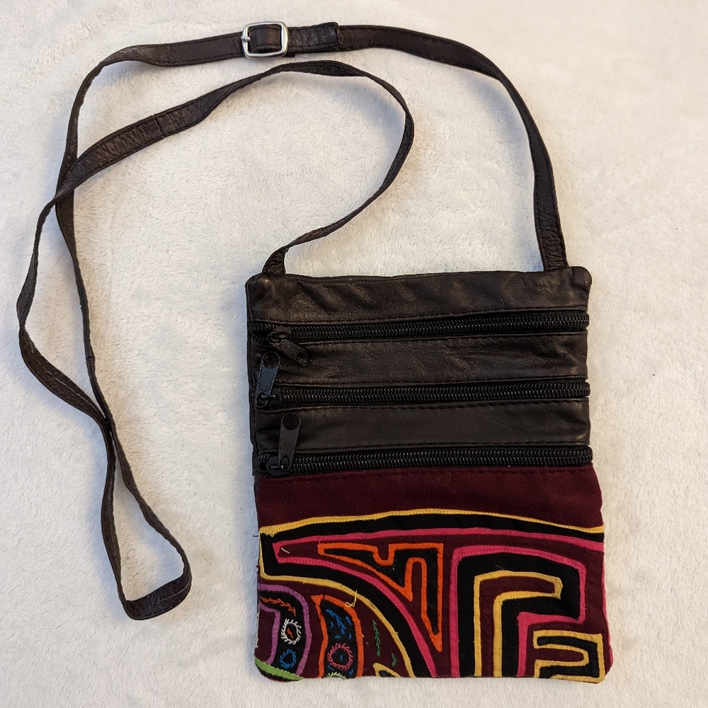 Leather Molas Crossbody Bag